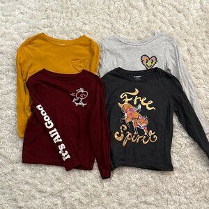 LOT OF 4 Old Navy Graphic & Solid T-shirts Girls Sz 10/12 Lg  Long Sleeve Knit